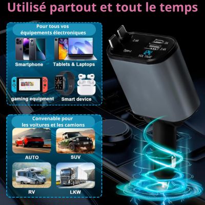 EasyCharger™ - Chargeur de téléphone USB 100W Rétractable